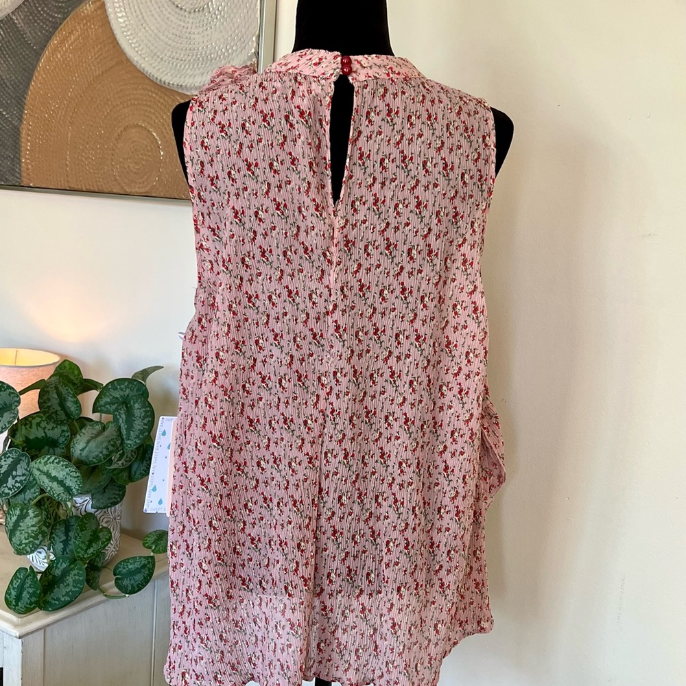 Sweet Rain Pleated Ruffled Pink Floral Top Size XXL NWT - Picture 5 of 9